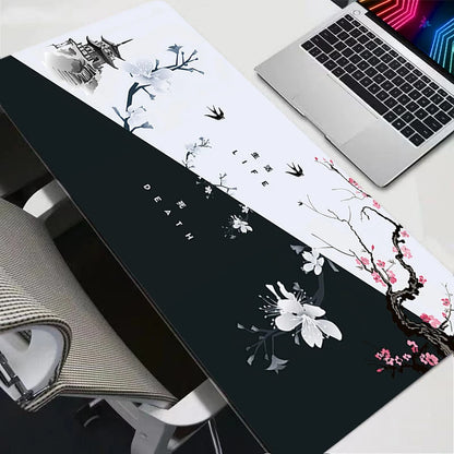Mouse Pad Gaming Pc Accessories Laptop Computer Japanese Cherry Blossom Pagoda Pc Gamer Keyboard Desk Mat Big Mousepad Gift
