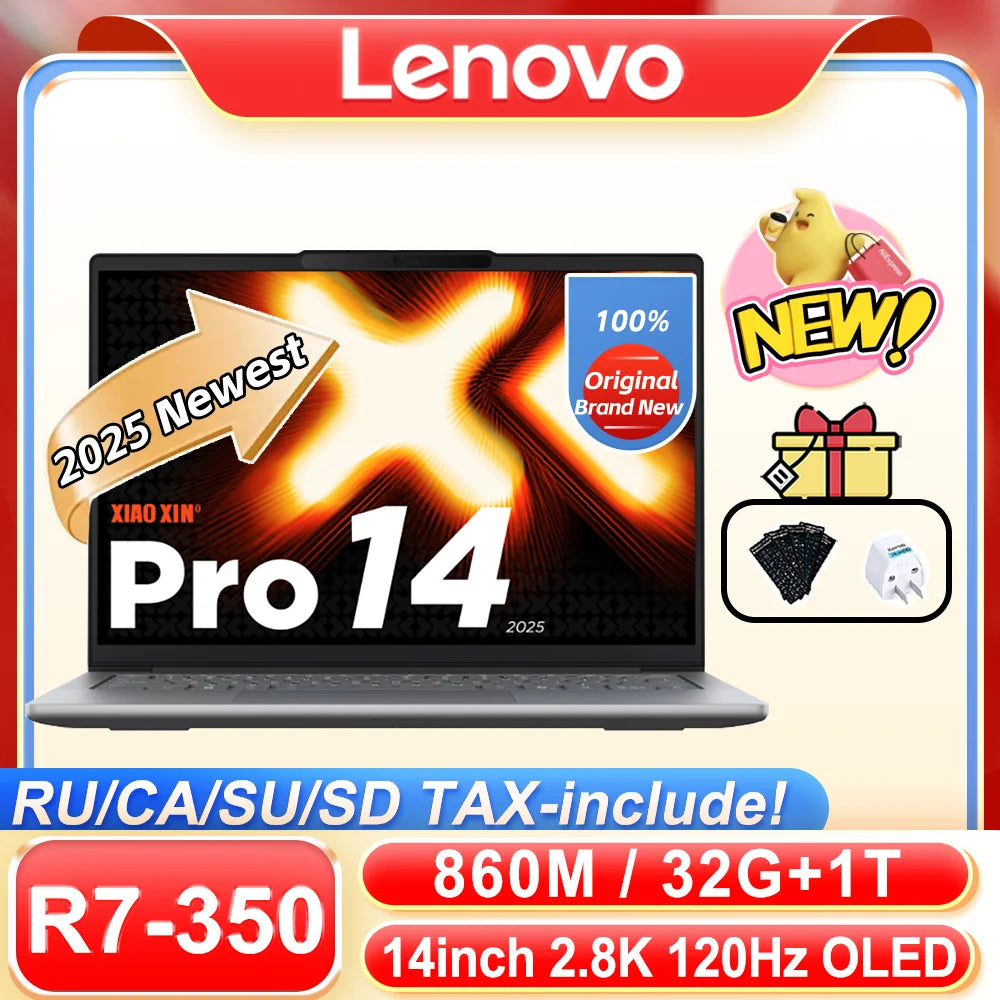 【Lenovo 2025 NEW】Xiaoxin Pro 14 AI7 H 350/860M 14inch 2.8K OLED Screen 120Hz Refresh Rate 32G+1T