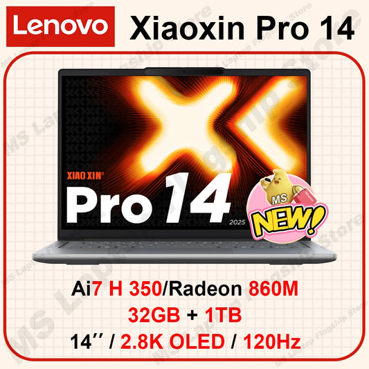 【Lenovo 2025 NEW】Xiaoxin Pro 14 AI7 H 350/860M 14inch 2.8K OLED Screen 120Hz Refresh Rate 32G+1T