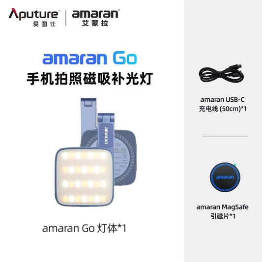 Aputure Amaran Go Ultra-Compact Built-in Mirrored Mini LED Phone Light Magnetic Mount Versatile Flip for Selfies Vlog Custom