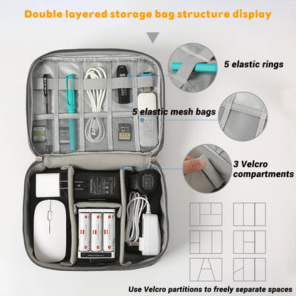 Cable Storage Bag Waterproof Digital Electronic Organizer Portable USB Data Line Charger Plug Storage Bag Travel Cable Organizer