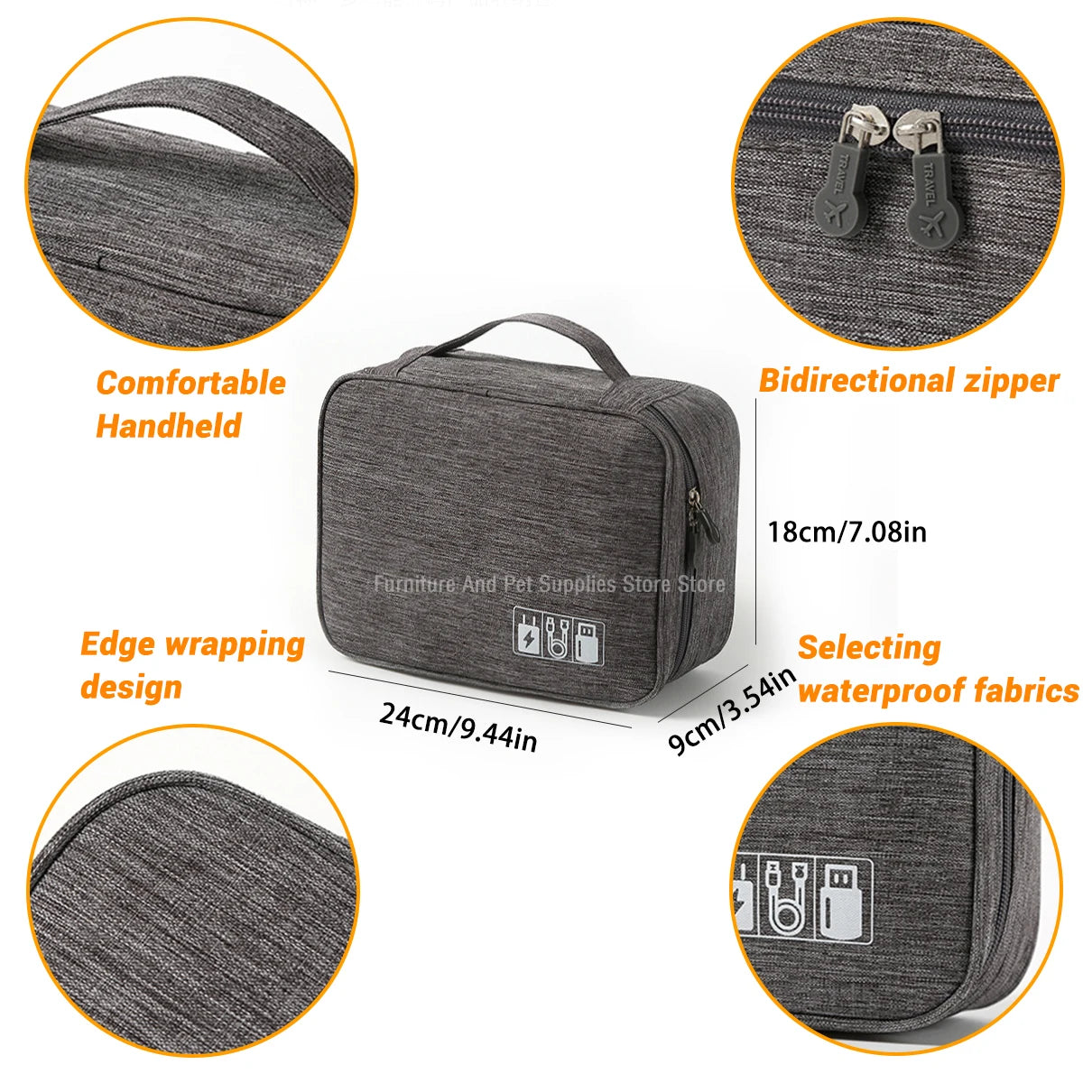 Cable Storage Bag Waterproof Digital Electronic Organizer Portable USB Data Line Charger Plug Storage Bag Travel Cable Organizer