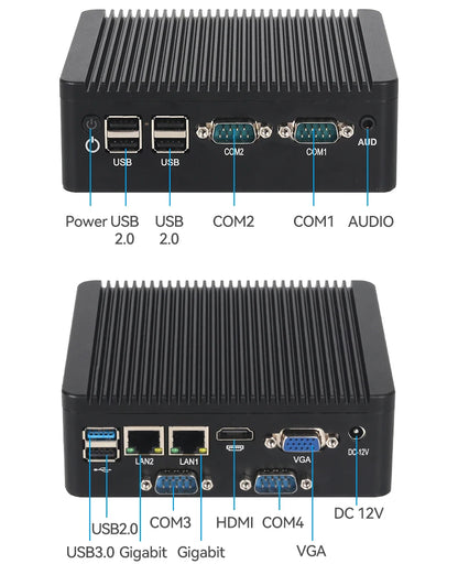 Helorpc Industrial Mini PC N2840/J2900 Support WIN10 LINUX with 2xGigabit LAN 5xUSB2.0 1xUSB3.0 4xDB9 COM 1xHDMI 1xVGA Computer