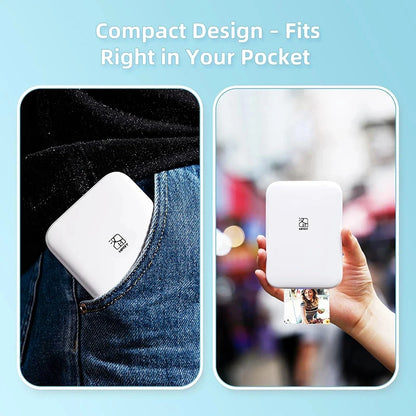 MT53 Portable Color Photo Printer Handheld Pocket Printer 313Dpi 2X3 inch Sticky-backed Photo Paper Printing Machine For Home