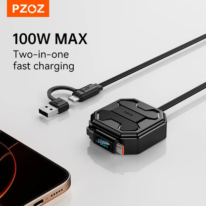 PZOZ 100W C to C Retractable Cable USB to Type C Lightning Digital Display PD Fast Charging Cable Data Wire For iPhone 16 15 14