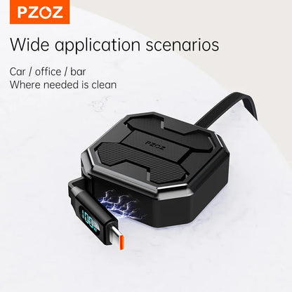 PZOZ 100W C to C Retractable Cable USB to Type C Lightning Digital Display PD Fast Charging Cable Data Wire For iPhone 16 15 14