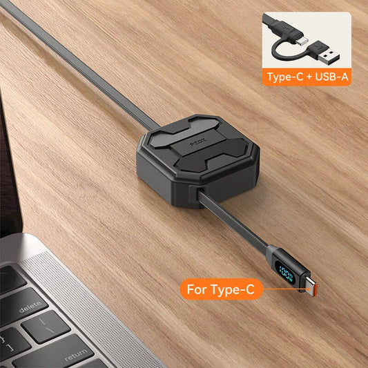 PZOZ 100W C to C Retractable Cable USB to Type C Lightning Digital Display PD Fast Charging Cable Data Wire For iPhone 16 15 14